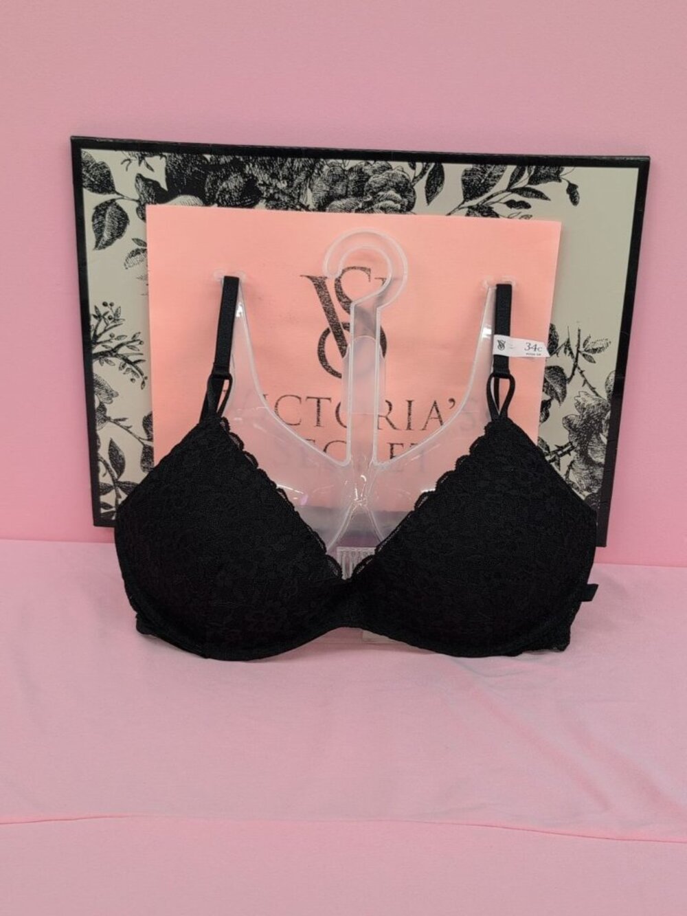 Victoria Secret Sexy Tee Lacie Wireless Push Up Bra Size 34C Black